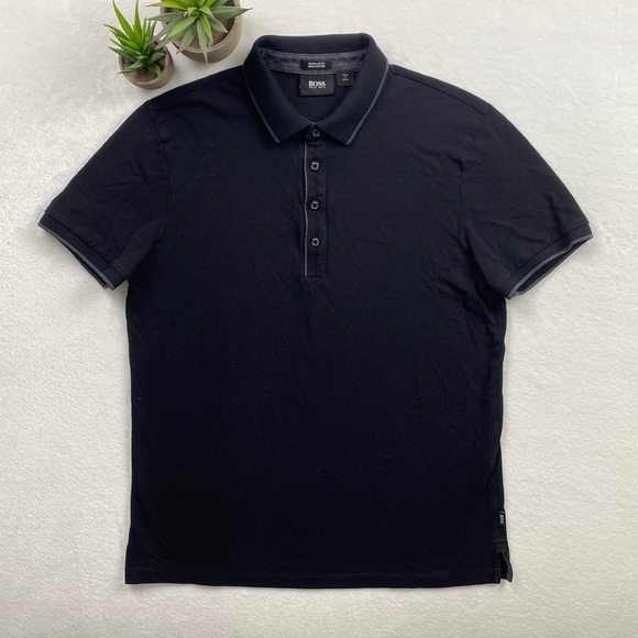 Hugo Boss Other - Hugo Boss Regular Fit Pima Cotton Short Sleeve Polo (Black/Gray)